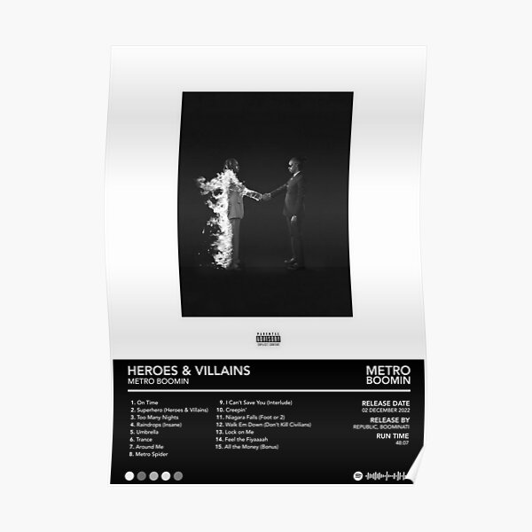 Metro Boomin - Heroes and Villains | Metro Boomin Album Poster RB2607 product Offical metro boomin Merch